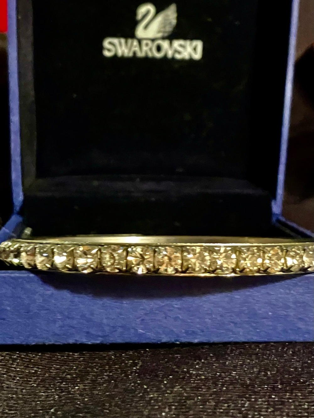 New Swarovski Gold Crystal Row Bangle Bracelet